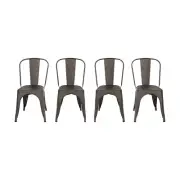 NNEDSZ 4x Kitchen Dining Chairs Stackable Vintage Metal Chair Backrest Side Chai