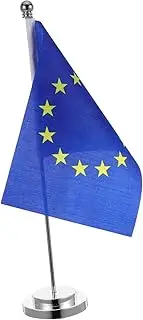 HYTROVE Eu Flag Table Runner Stand Base for Office Home Decor Mini Desktop Display Flag for Party Decorations