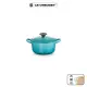 【Le Creuset】琺瑯鑄鐵鍋圓鍋 16cm(加勒比海藍-電木頭-內鍋白)