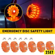 2PCS LED Safety Flare Warning Disc Flashing Roadside Light Strobe Beacon US