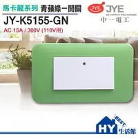 在飛比找PChome商店街優惠-中一電工 馬卡龍系列 JY-K5155-GN 一開關 青蘋綠