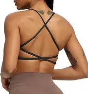 [Aoxjox] Women's Workout Sports Bras Fitness Backless Padded Ivy Low Impact Bra Yoga Crop Tank Top