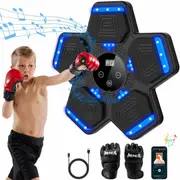 Music Boxing Machine with Gloves Smart Bluetooth LED Electronic Wall Mounted Musical Punching Target Training Workout Fitness Equipment