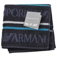 在飛比找Yahoo奇摩購物中心優惠-EMPORIO ARMANI 品牌圖騰字母LOGO小方巾(深