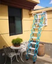 New Wall Mounted Folding Ladder Loft Stairs Attic Al-Mg Alloy Mat Step Home Shop