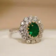 2.60 Ct Oval Cut Simulated Emerald Halo Wedding Ring 14k White Gold Plated