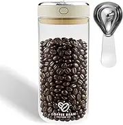 Airtight Coffee Canister Glass Coffee Bean Container Multifunctional Spice Canister with Lid and Scoop for Home Kitchen Office(Warm Grey White,1700ml)
