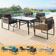 ALFORDSON 4 PCS Outdoor Furniture Dining Set Patio Chairs Table Lounge Garden