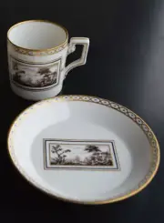 Vintage RICHARD GINORI DEMITASSE CUP & SAUCER ITALIAN FIESOLE LANDSCAPE 1960s