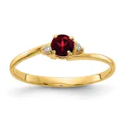 14K Yellow Gold 4mm Garnet A Real Diamond ring
