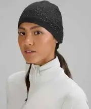 Lululemon Fleece Reflective Running Beanie Cap/Hat Black S/M