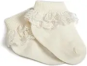 [Jefferies Socks] Prissy Miss Cuff Trimmed with 2 Rows Of Lace