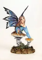 Artist Amy Brown Lovely ’Nice’ Faery Fairy Blue Stockings 6" Statue Figurine
