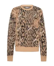 logo-embroidered patterned jumper L Nude