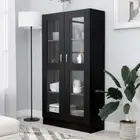 NNEVL Vitrine Cabinet Black 82.5x30.5x150 cm Chipboard