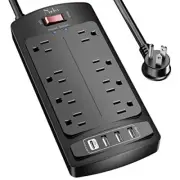 Power Strip With USB 6ft Long Extension Cord Surge Protector 8 Outlets Extender