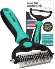 Hair Brush - Double Sided Shedding, Dematting Undercoat Rake for Dogs and Cat...