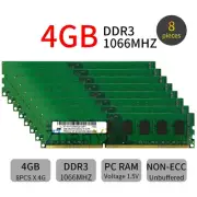 Micron 32GB 8x 4GB DDR3 1066MHz PC3-8500U 2Rx8 240Pin Desktop PC Memory RAM BT