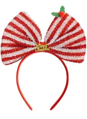 Sparkly Oversized Red and Silver Christmas Bow Headband