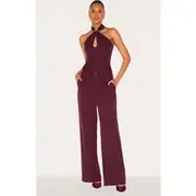 Wine Tailored Straight Leg Pants, Wine