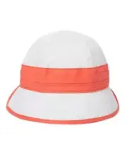 GYMBOREE AWAY WE GO WHITE w/ CORAL BOW FOLDED BRIM HAT 6 12 24 2 3 4 5 NWT