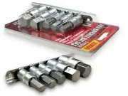 5 Pc Hex Socket Set 3/8” 1/2” Dr 10, 12, 14, 17, 19mm Sockets Rack CR-V Steel