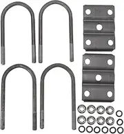 Trailer U Bolt Kit, Heavy Duty Rolled Steel U Bolts with Plate, Leaf Spring Mounting Kit, Compatible with 5200 to 7000lbs 3 Inch Round Axle