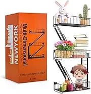 ADEN'S STORE 3 Tier Fire Escape Shelf, New York Metal Decorative Ladder Floating Shelves for Home, Wall, Bedroom & Office Decor, Easy to Install Unique Modern City Style Corner Wall Book Shelf