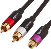 2-PACK Splitter Cable RCA Cable Y Adapter 1 Female to 2 Male RCA Splitter Pair