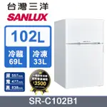 (二手、嘉義自取)SANLUX台灣三洋SR-C102B1 102公升雙門直冷定頻電冰箱(需自行取貨)