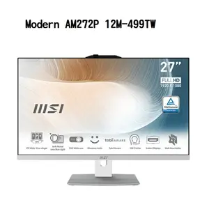 【最高折200+跨店點數22%回饋】微星 Modern AM272P 12M-499TW i3/8G/512G/W11 27型AIO液晶電腦