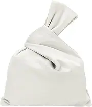 [uxcell] Velvet Wrist Knot Tote Bag, Women's Wristlet Knot Pouch Clutch Wristlet Sleeve Handbag Small Wrist Knotted Evening Purse Bag, Bright White