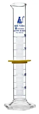 Eisco Labs 50ml Graduated Cylinder with Protective Collar, ASTM, Class B