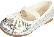 [QUNUNOIRE] Princess Shoes Girls Glitter Shoes Kids Sequins Mary Jane Shoes Sandals Elegant, Silver, 11.5 AU
