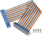 uxcell IDC Rainbow Wire Flat Ribbon Cable DB37 Male to DB37 Male 8 Inch Length 2.54mm Pitch Breadboard Jumper Wires for Electronic Projects