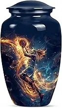 Basketball Cremation Memorial Urn - Blue Urns for Human Ashes Large - Funeral & Burial Urn for Male & Female - Decorative Urns for Women & Men - 10 Inch