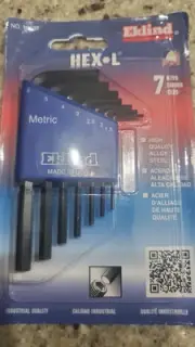 Metric 7 Pc HEX-L Key Set New Eklind 10507