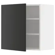 METOD wall cabinet with shelves, white/Nickebo matt anthracite, 60x37x60 cm