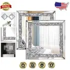 Elegant 2PCS Crystal Rhinestone Wall Mirror Set - 12" Square Decorative Accent