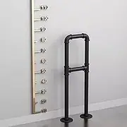 LQSYBHD Industrial U-Shaped Stair Railing, Wrought Iron Extra Rod Stair Handrail, Safety Hand Rail for Outdoor Steps, Non-Slip Guardrail for Elderly, Kids, Disabled(Size:2.46ft/75cm)