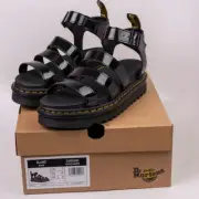 Dr. Martens Women's Blaire Gladiator Sandals - Black Patent Lamper US Size 9