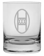 30th Infantry Division Military Etched 11oz Crystal Rocks Whisky Glass