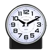 4.3" No Ticking Analog Alarm Clock,Silent Readable for Seniors,Easy to Set,Gr...