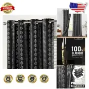 Geometric Striped Blackout Curtains Set - 100% Light Blocking 96" Grommet Panels