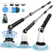 Cordless Electric Spin Scrubber with 8 Brush Heads & Adjustable Extension Handle