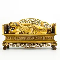 在飛比找Yahoo!奇摩拍賣優惠-純銅睡佛臥佛像擺件釋迦牟尼像如來佛祖像家居室內裝飾品擺設禮品