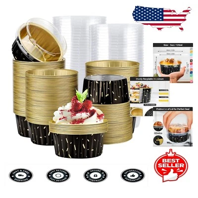 Versatile 5oz Aluminum Ramekins with Lids - Perfect for Parties & Catering