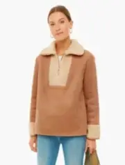 Tuckernuck Stella Shearling Quarter Zip Pullover Jacket Women's Small