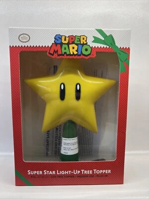 Super Mario Super Star Christmas Tree Topper / Gen 2 Light Up Plug In 9”