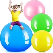 4 Pcs 30 Inch Big Bounce Ball Large Rubber Ball Giant Inflatable Ball Kickball Outdoor Exercise Ball Jumping Hopping Ball for Outdoor Activity Game Sports Party
